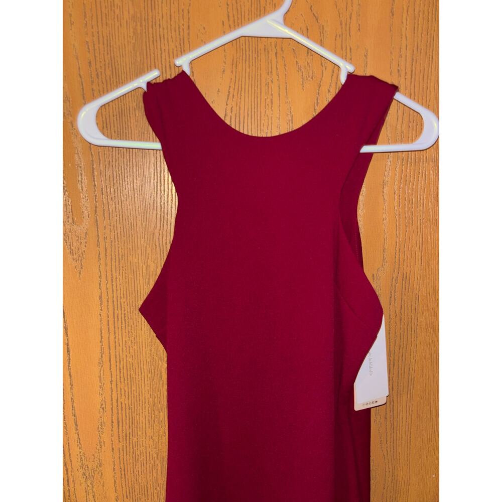 Club L London women’s wine burgundy cut-away fishtail maxi dress w/ train NWT 6 - Picture 4 of 6
